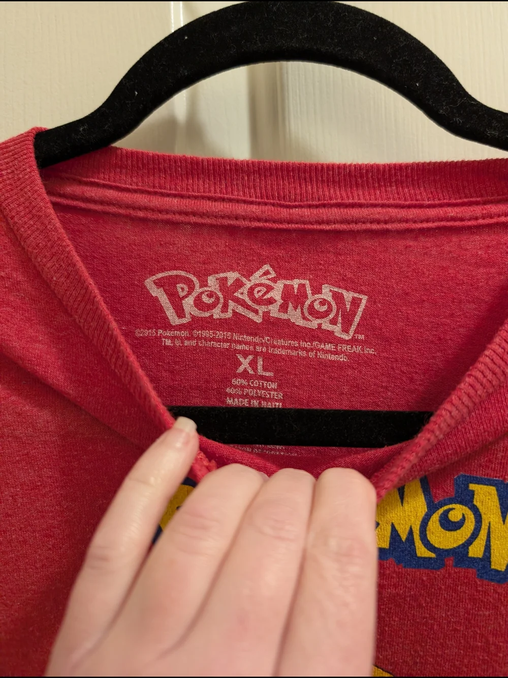 Pokemon Red Short Sleeve Tee with Charizard, Pikachu, Squirtle, And Meowth
